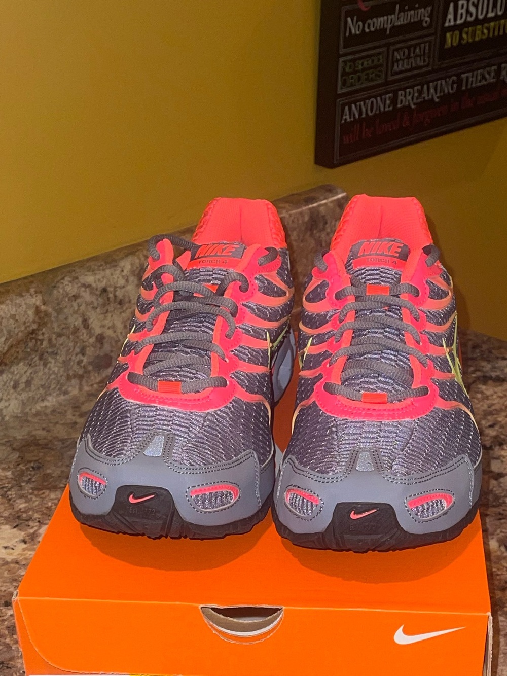 Nike Gray and Citrus Women's Running Sneakers - Picture 4 of 6